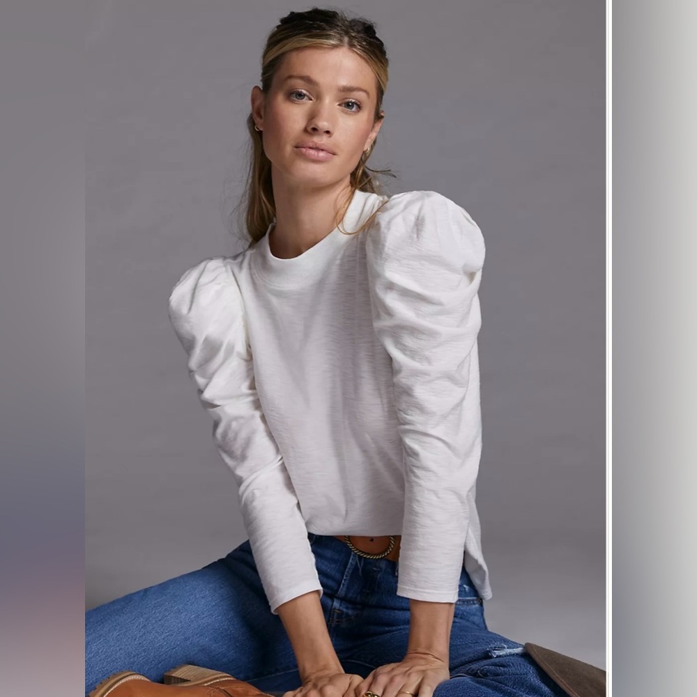 Nation Ltd. NWT Puff-Sleeve Mock Neck Top XS